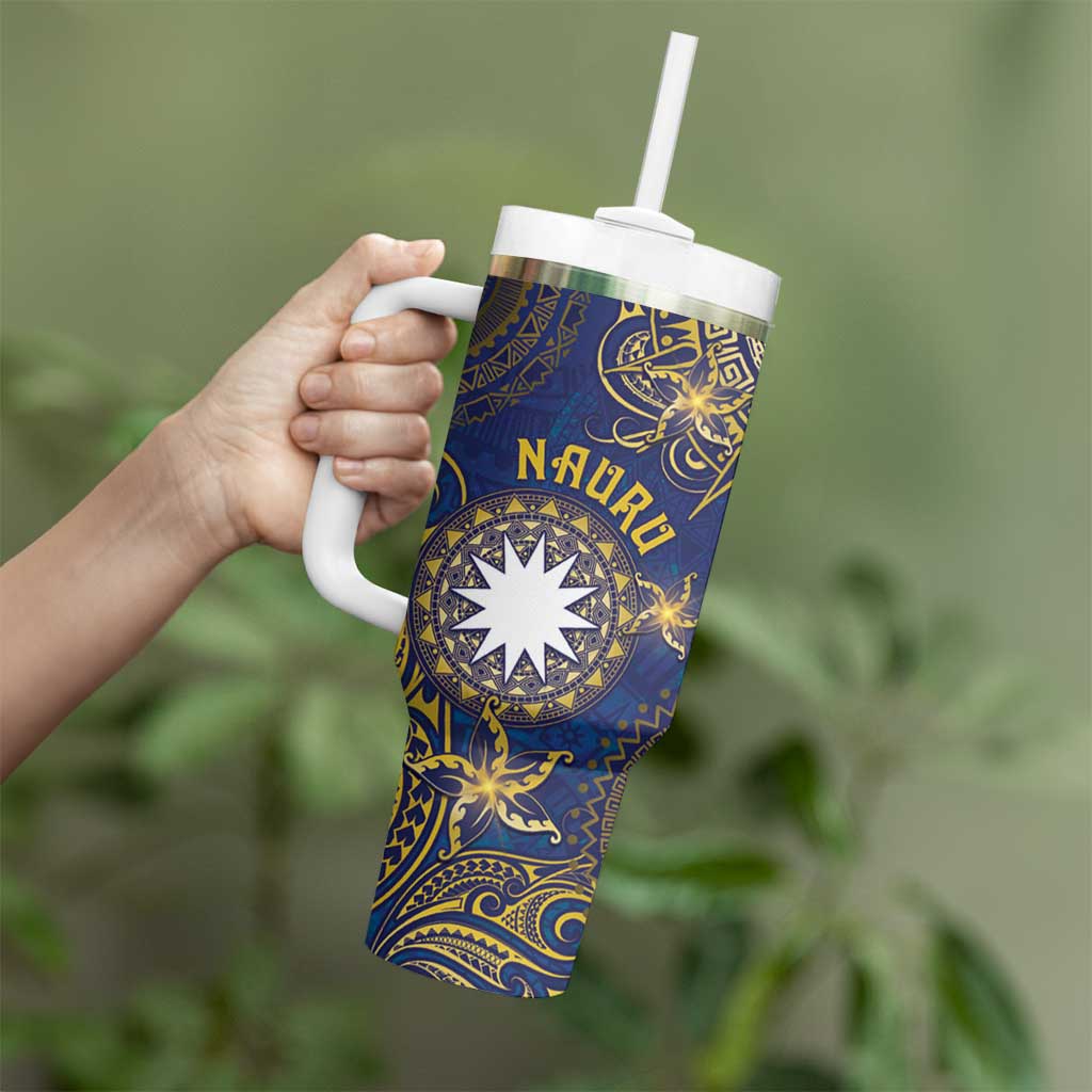 Personalised Nauru Tumbler With Handle Hibiscus Polynesian Tribal Pattern DT05 - Polynesian Pride