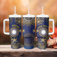 Personalised Nauru Tumbler With Handle Hibiscus Polynesian Tribal Pattern DT05 - Polynesian Pride