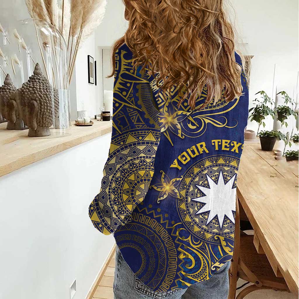 Personalised Nauru Women Casual Shirt Hibiscus Polynesian Tribal Pattern DT05 - Polynesian Pride