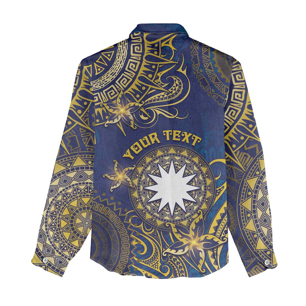 Personalised Nauru Women Casual Shirt Hibiscus Polynesian Tribal Pattern DT05 - Polynesian Pride