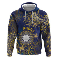 Personalised Nauru Zip Hoodie Hibiscus Polynesian Tribal Pattern