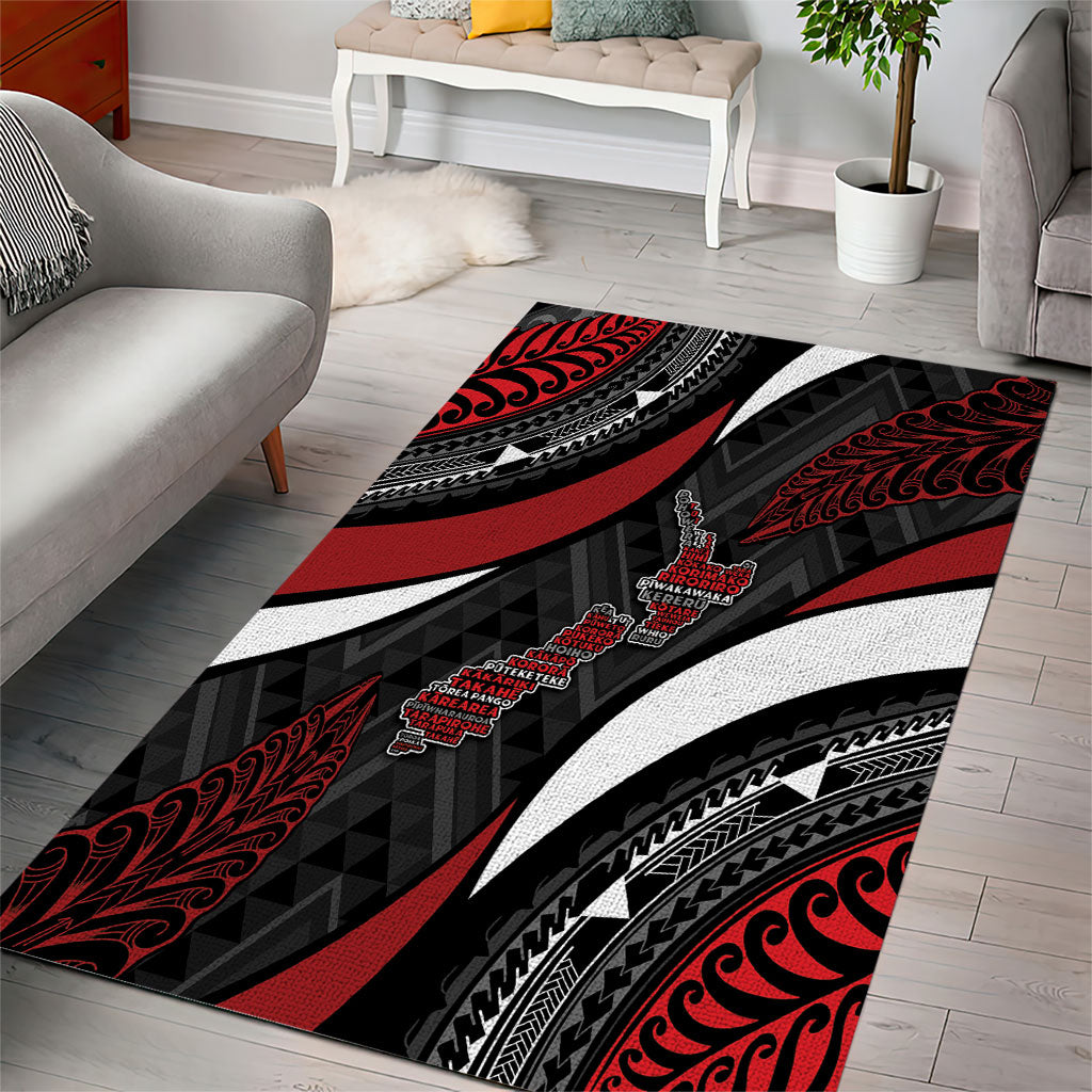 Aotearoa New Zealand Native Birds Map Area Rug Silver Fern Tribal Pattern DT05 - Polynesian Pride