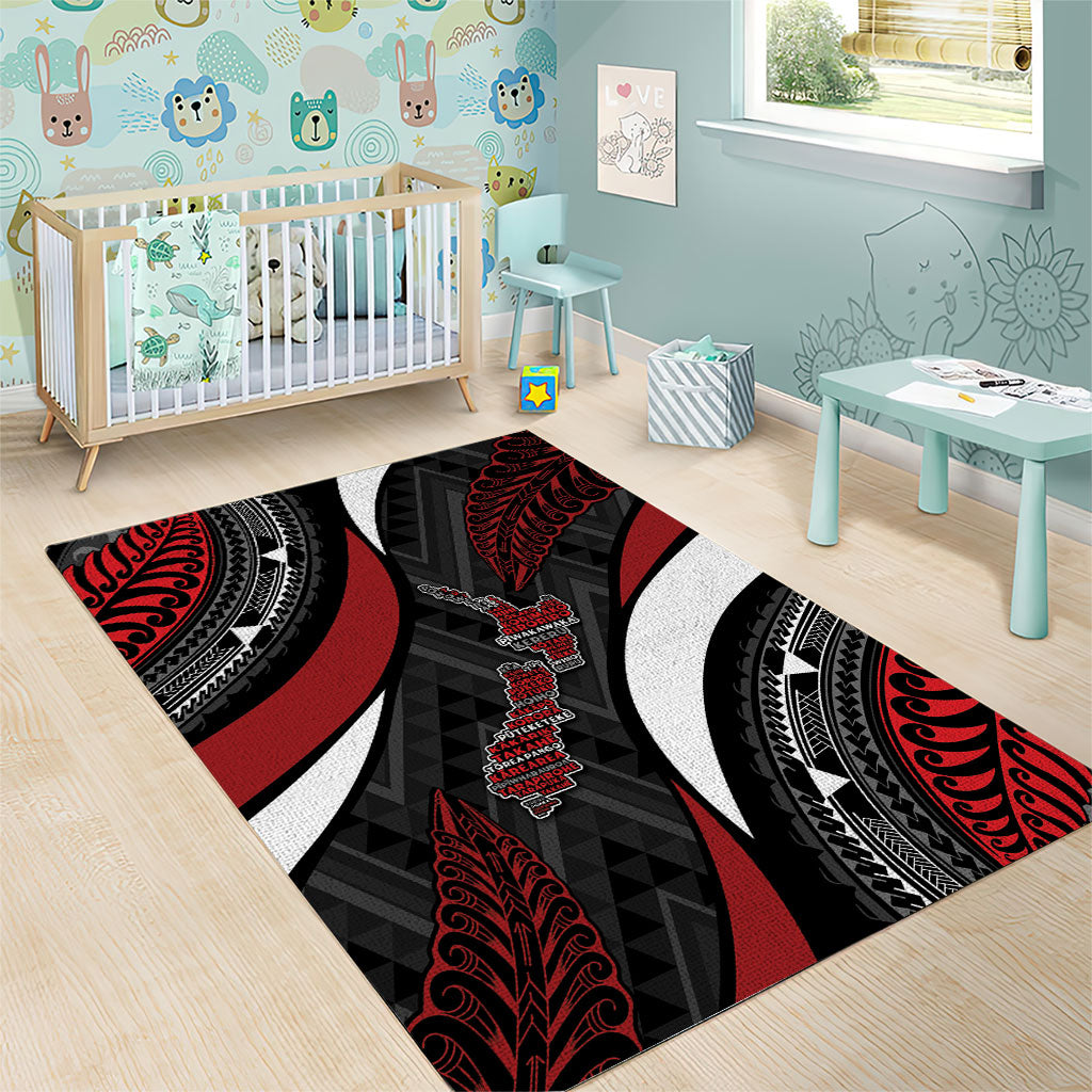 Aotearoa New Zealand Native Birds Map Area Rug Silver Fern Tribal Pattern DT05 - Polynesian Pride