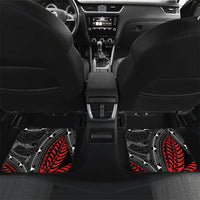 Aotearoa New Zealand Native Birds Map Car Mats Silver Fern Tribal Pattern DT05 Set 2pcs - Back Red - Polynesian Pride