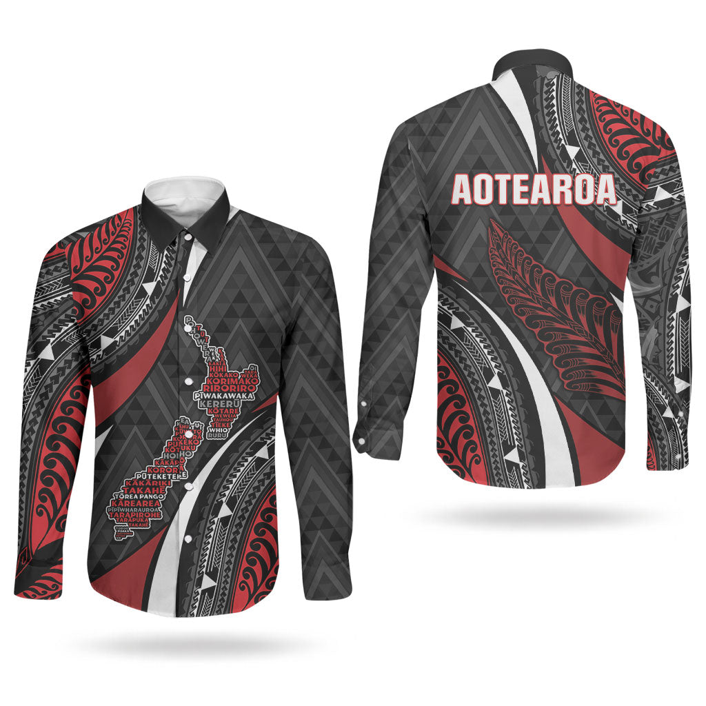 Aotearoa New Zealand Native Birds Map Couples Matching Puletasi and Long Sleeve Button Shirt Silver Fern Tribal Pattern DT05 - Polynesian Pride