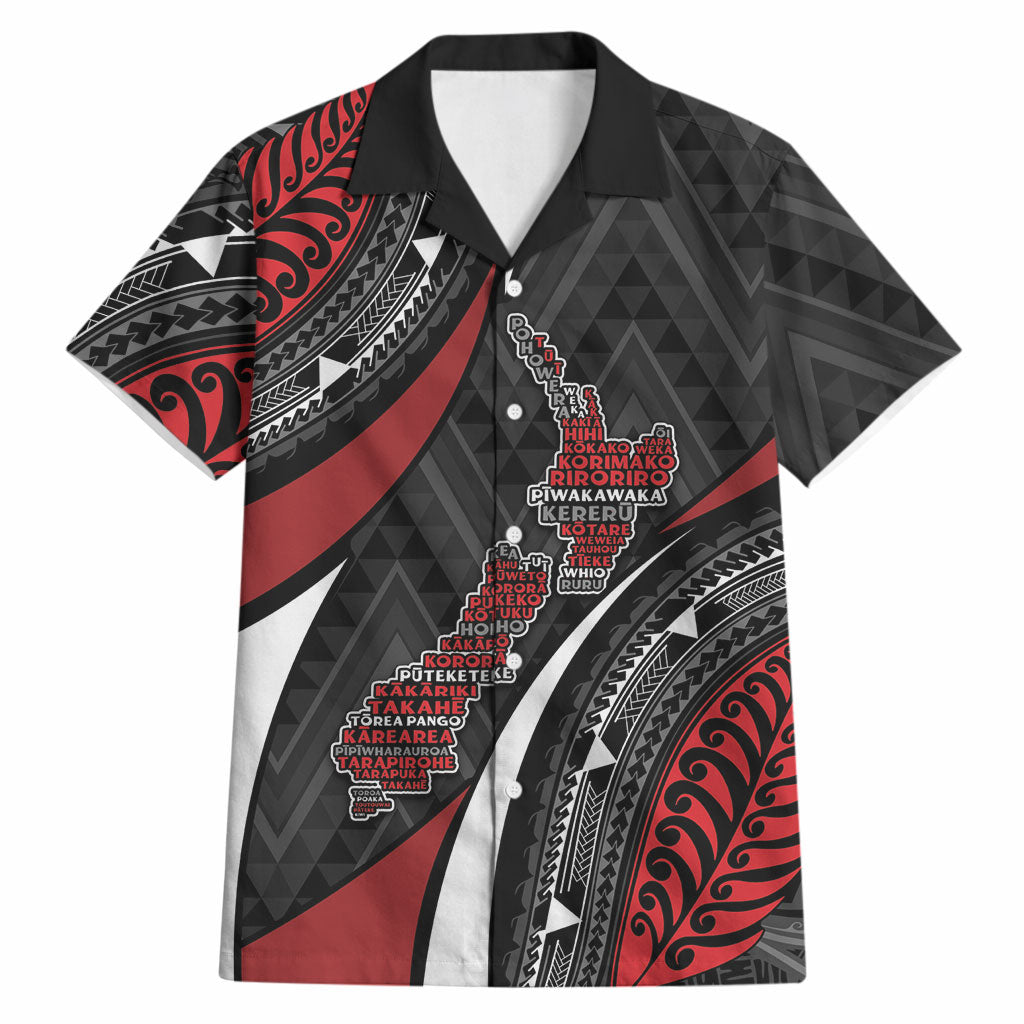 Aotearoa New Zealand Native Birds Map Hawaiian Shirt Silver Fern Tribal Pattern DT05 Red - Polynesian Pride