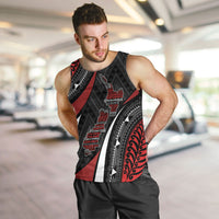 Aotearoa New Zealand Native Birds Map Men Tank Top Silver Fern Tribal Pattern DT05 Red - Polynesian Pride