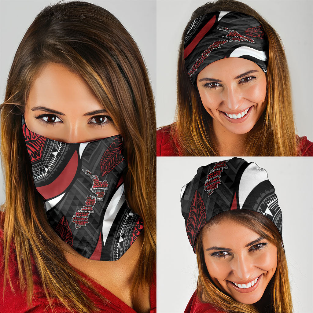 Aotearoa New Zealand Native Birds Map Neck Gaiter Silver Fern Tribal Pattern DT05 - Polynesian Pride