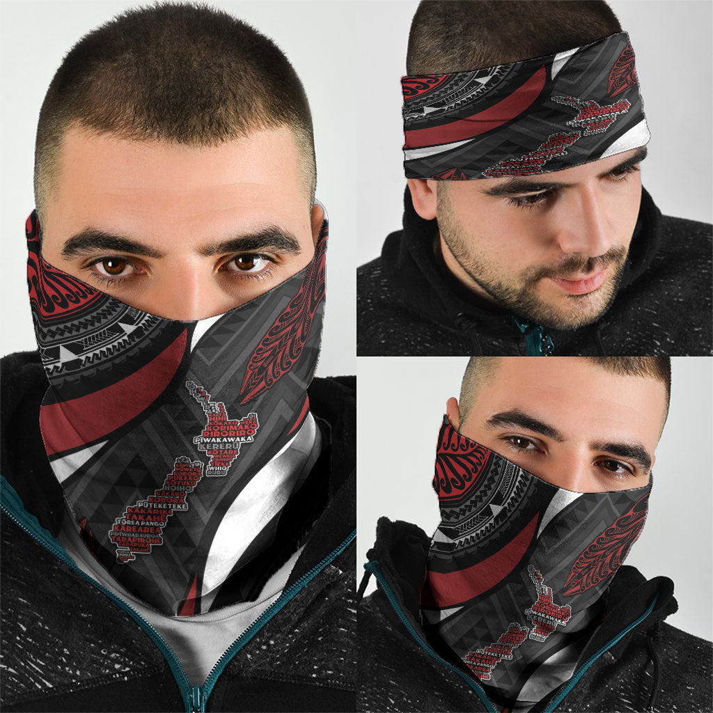 Aotearoa New Zealand Native Birds Map Neck Gaiter Silver Fern Tribal Pattern DT05 - Polynesian Pride