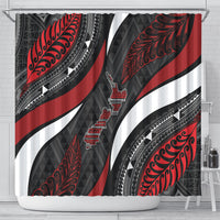 Aotearoa New Zealand Native Birds Map Shower Curtain Silver Fern Tribal Pattern DT05 - Polynesian Pride