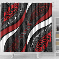Aotearoa New Zealand Native Birds Map Shower Curtain Silver Fern Tribal Pattern DT05 - Polynesian Pride