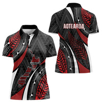 Aotearoa New Zealand Native Birds Map Women Polo Shirt Silver Fern Tribal Pattern DT05 - Polynesian Pride