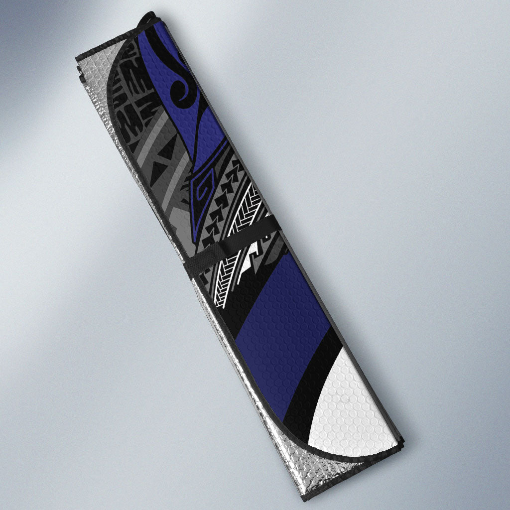 Personalised New Zealand Kiwi Auto Sun Shade Silver Fern Tribal Pattern DT05 - Polynesian Pride