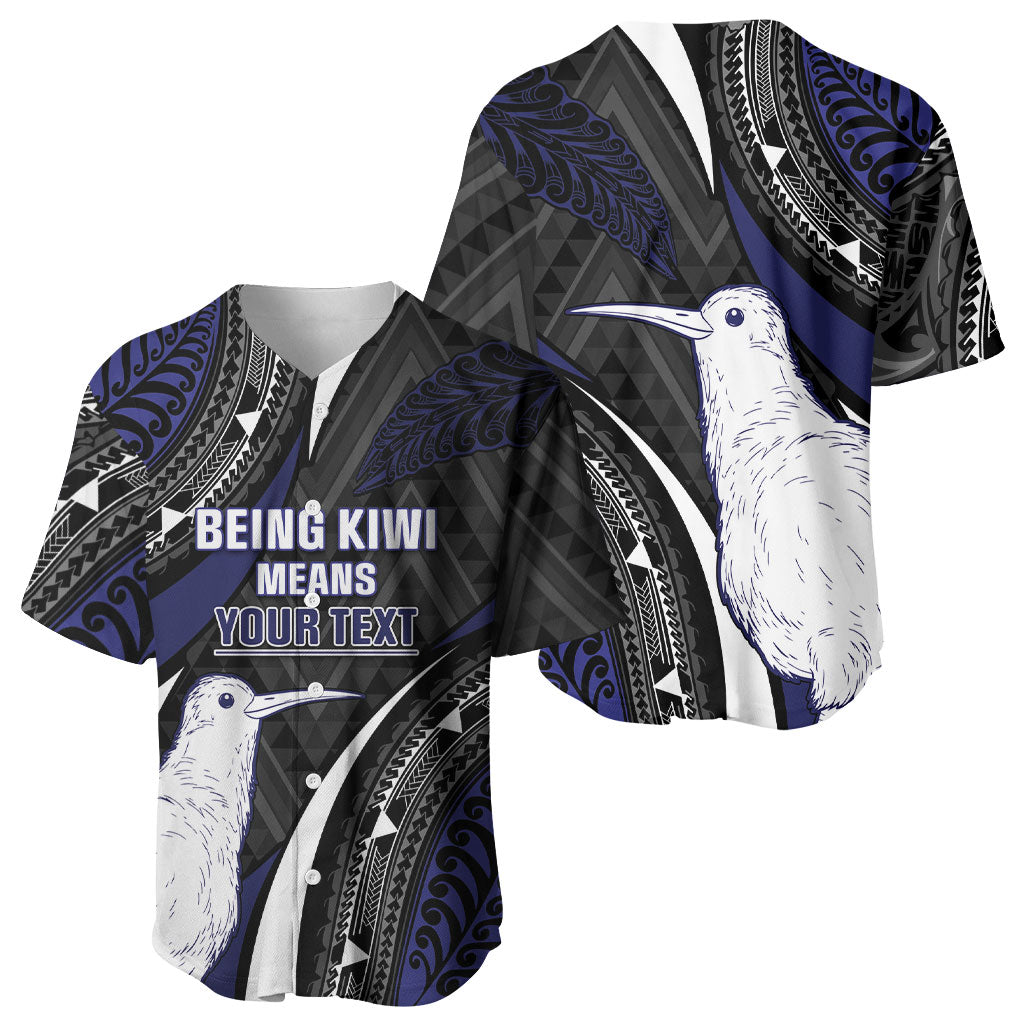 Personalised New Zealand Kiwi Baseball Jersey Silver Fern Tribal Pattern DT05 - Polynesian Pride