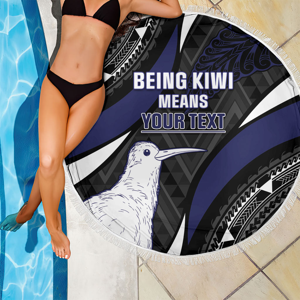 Personalised New Zealand Kiwi Beach Blanket Silver Fern Tribal Pattern DT05 - Polynesian Pride