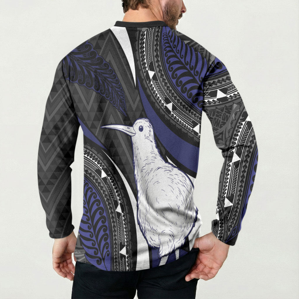 Personalised New Zealand Kiwi Button Sweatshirt Silver Fern Tribal Pattern DT05 - Polynesian Pride