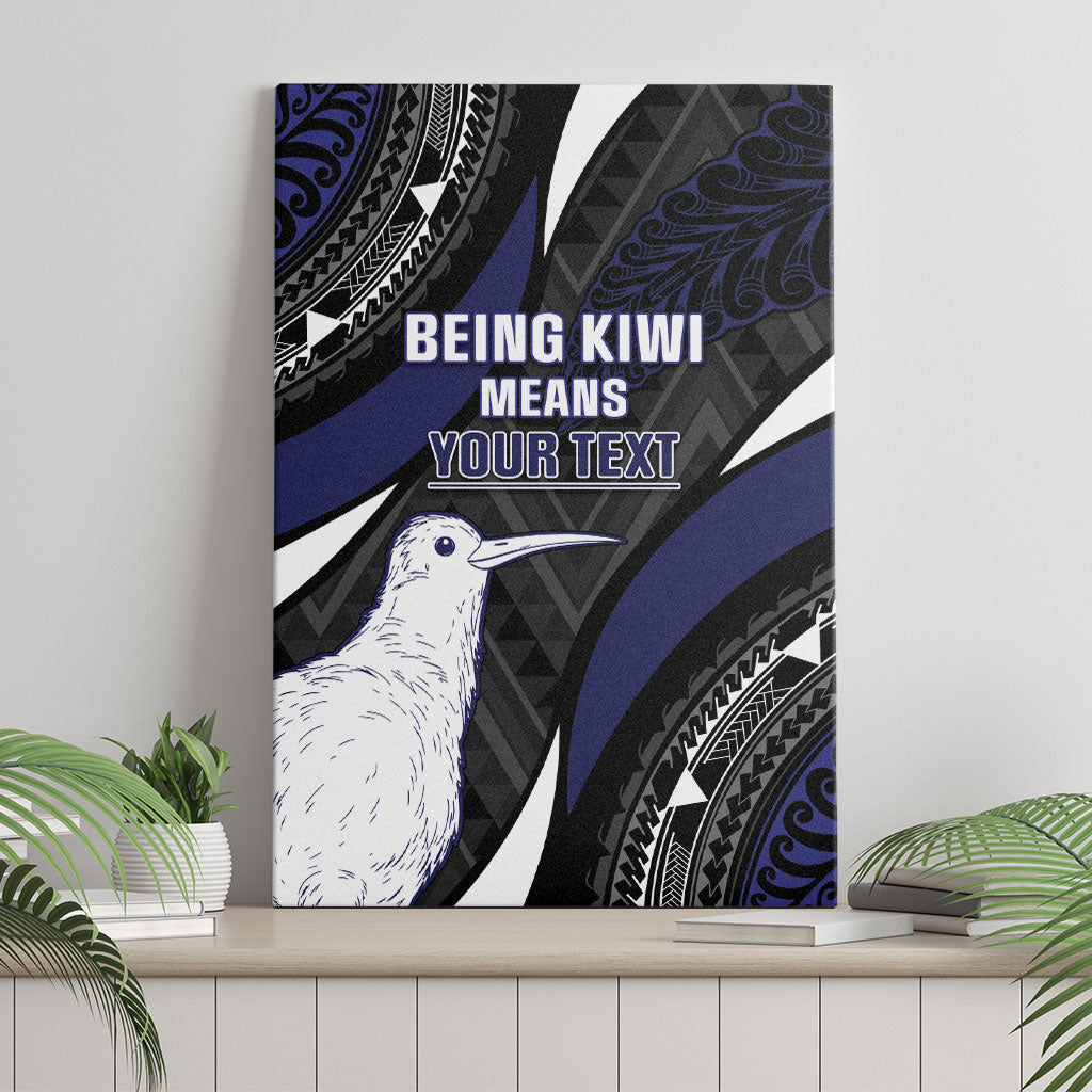 Personalised New Zealand Kiwi Canvas Wall Art Silver Fern Tribal Pattern DT05 - Polynesian Pride