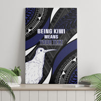 Personalised New Zealand Kiwi Canvas Wall Art Silver Fern Tribal Pattern DT05 - Polynesian Pride
