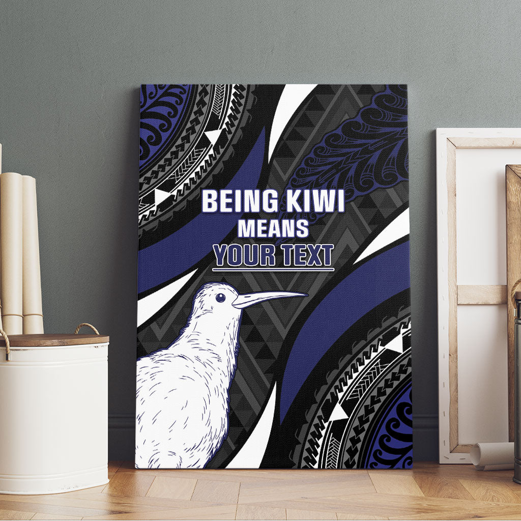 Personalised New Zealand Kiwi Canvas Wall Art Silver Fern Tribal Pattern DT05 - Polynesian Pride