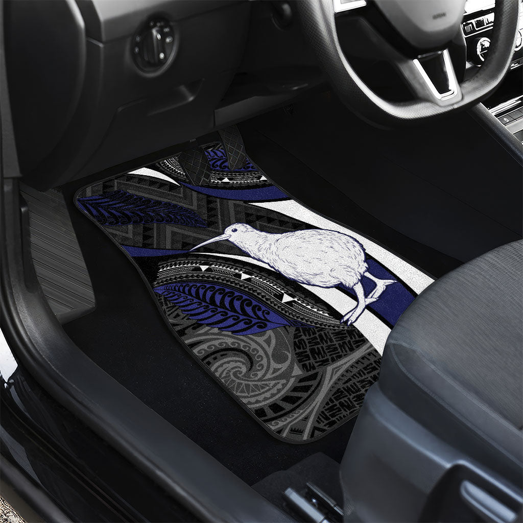 New Zealand Kiwi Car Mats Silver Fern Tribal Pattern DT05 - Polynesian Pride
