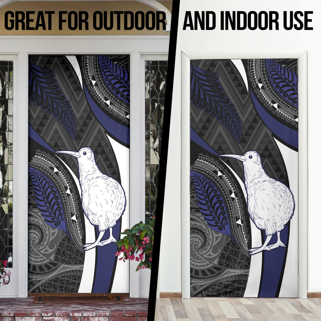 New Zealand Kiwi Door Cover Silver Fern Tribal Pattern DT05 - Polynesian Pride