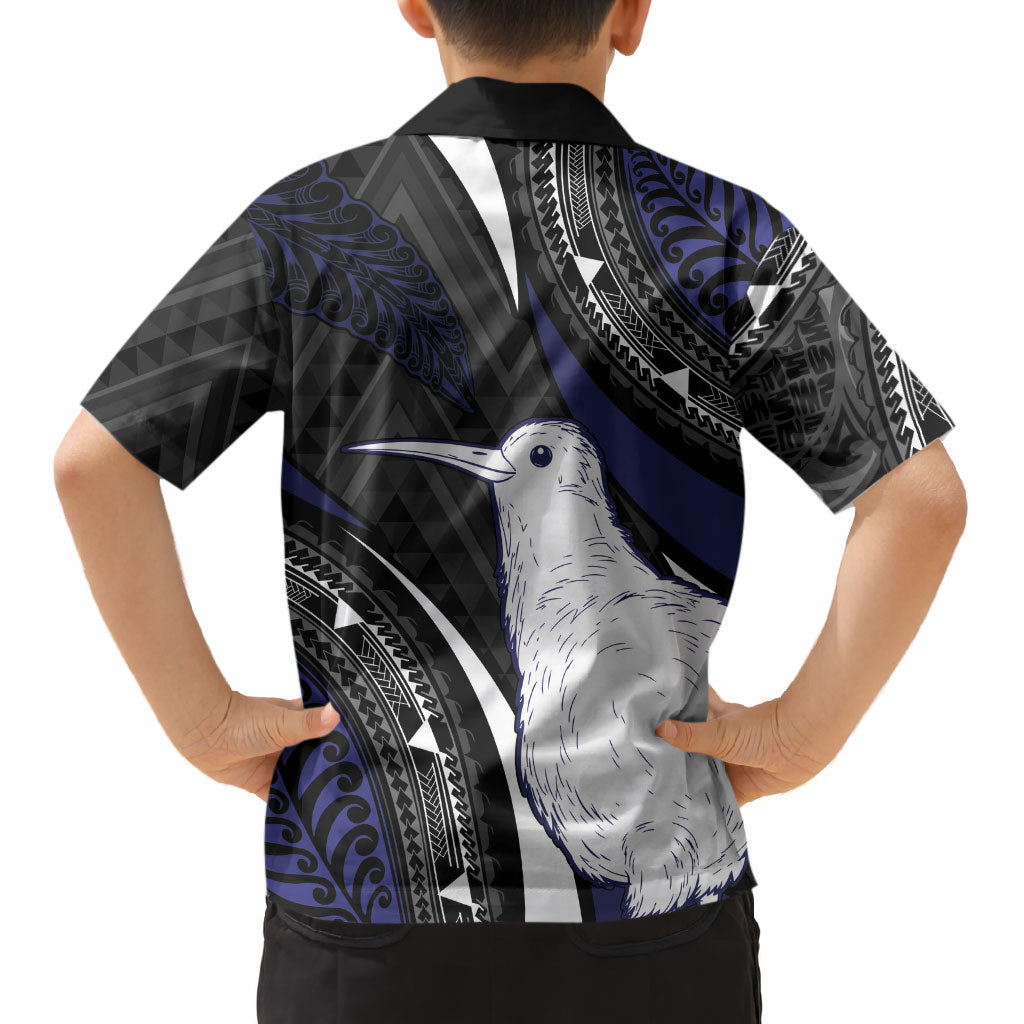 Personalised New Zealand Kiwi Kid Hawaiian Shirt Silver Fern Tribal Pattern DT05 - Polynesian Pride