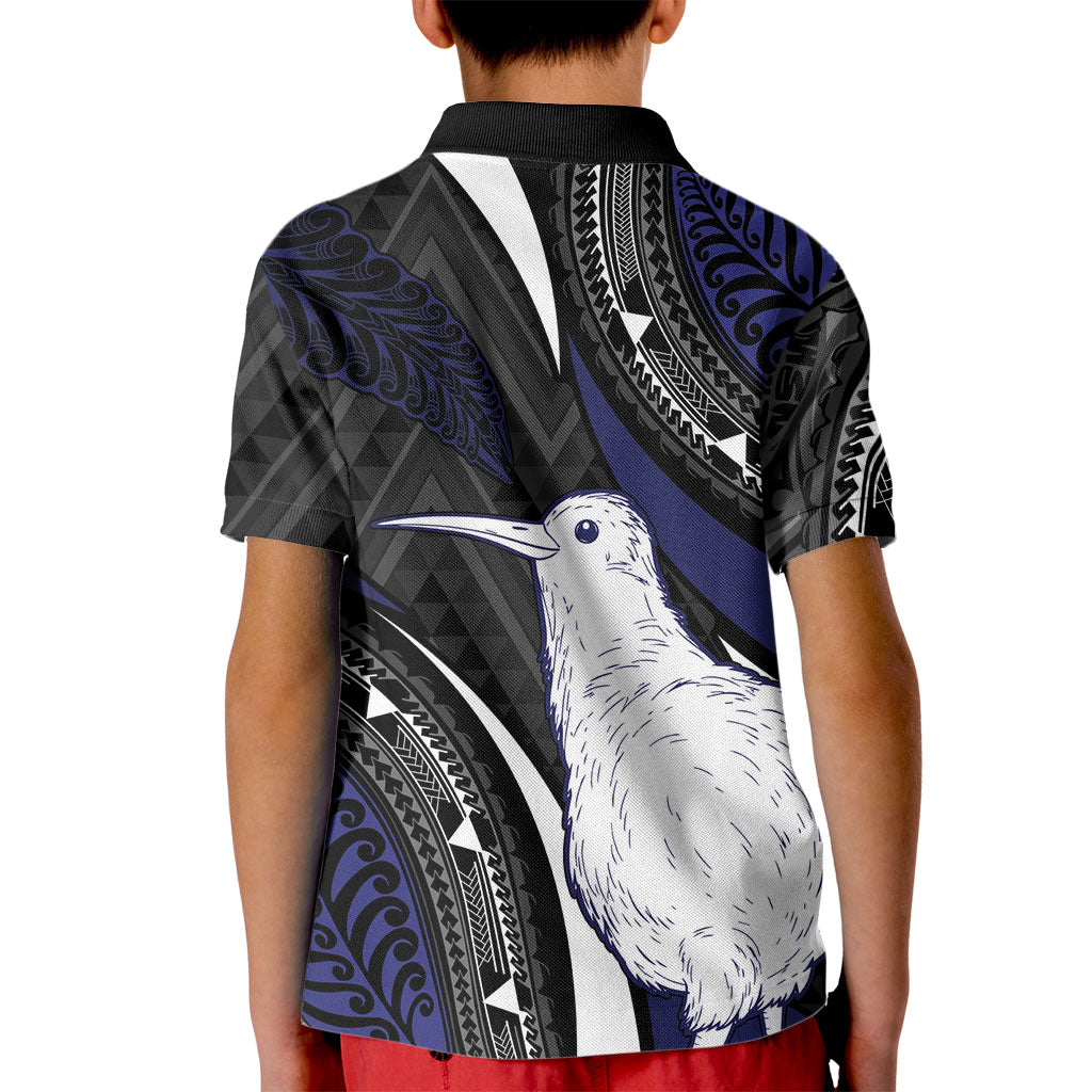 Personalised New Zealand Kiwi Kid Polo Shirt Silver Fern Tribal Pattern DT05 - Polynesian Pride