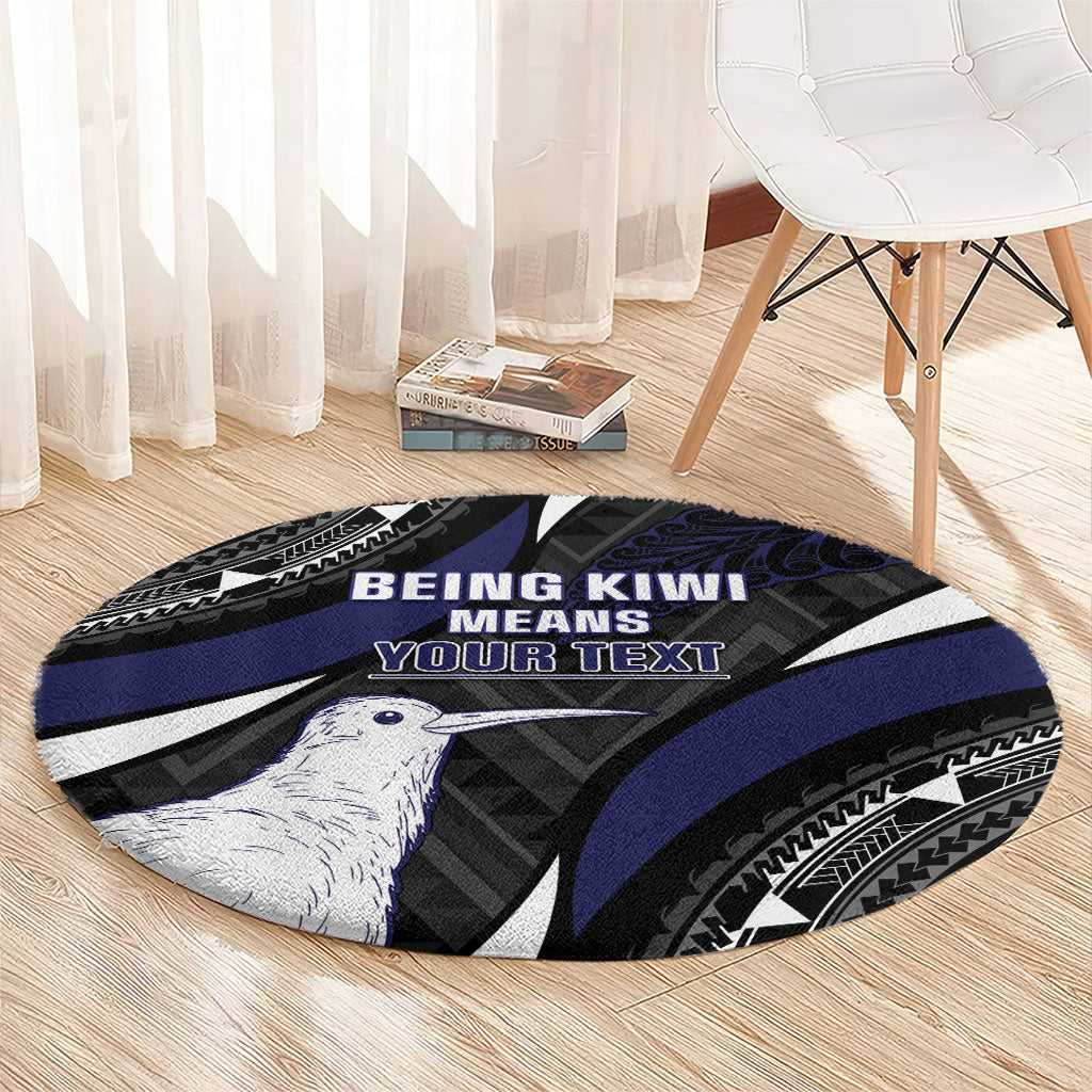 Personalised New Zealand Kiwi Round Carpet Silver Fern Tribal Pattern DT05 - Polynesian Pride
