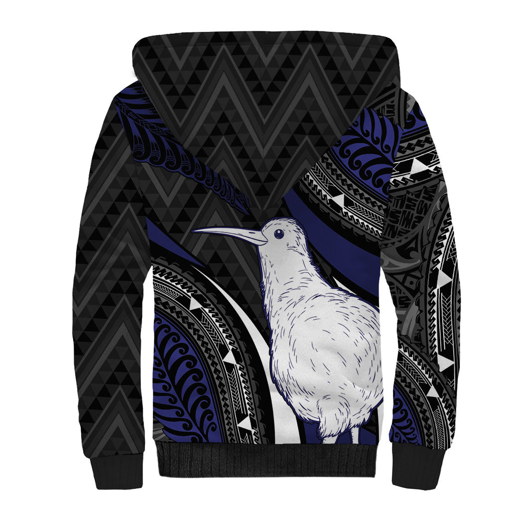 Personalised New Zealand Kiwi Sherpa Hoodie Silver Fern Tribal Pattern DT05 - Polynesian Pride