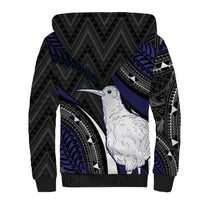 Personalised New Zealand Kiwi Sherpa Hoodie Silver Fern Tribal Pattern DT05 - Polynesian Pride