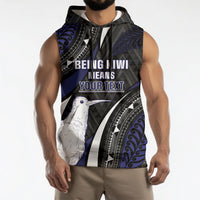 Personalised New Zealand Kiwi Sleeveless Hoodie Silver Fern Tribal Pattern DT05 - Polynesian Pride