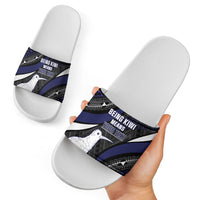 Personalised New Zealand Kiwi Slide Sandals Silver Fern Tribal Pattern DT05 - Polynesian Pride