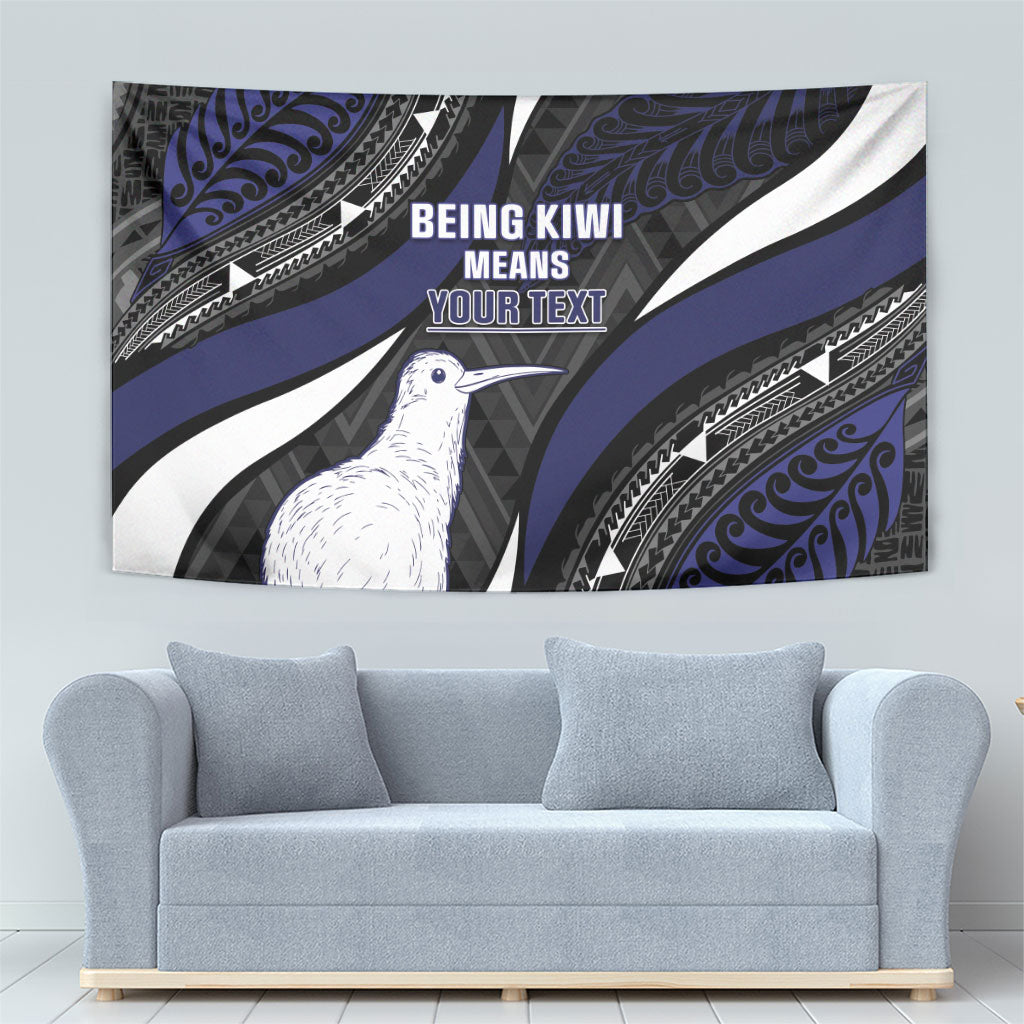 Personalised New Zealand Kiwi Tapestry Silver Fern Tribal Pattern DT05 - Polynesian Pride