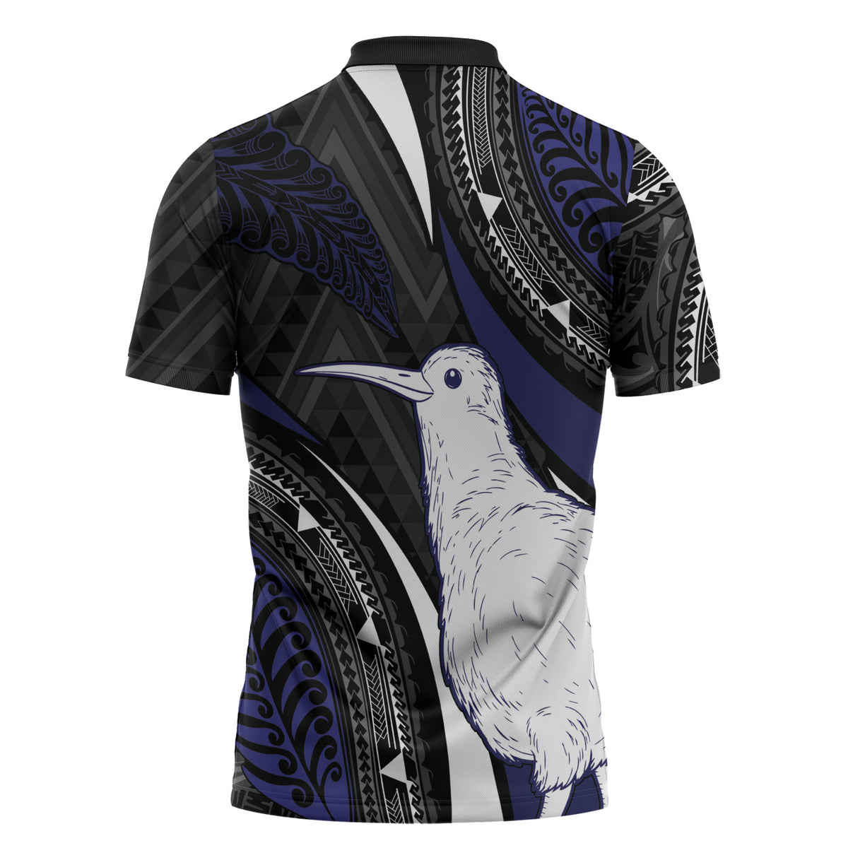 Personalised New Zealand Kiwi Zipper Polo Shirt Silver Fern Tribal Pattern DT05 - Polynesian Pride