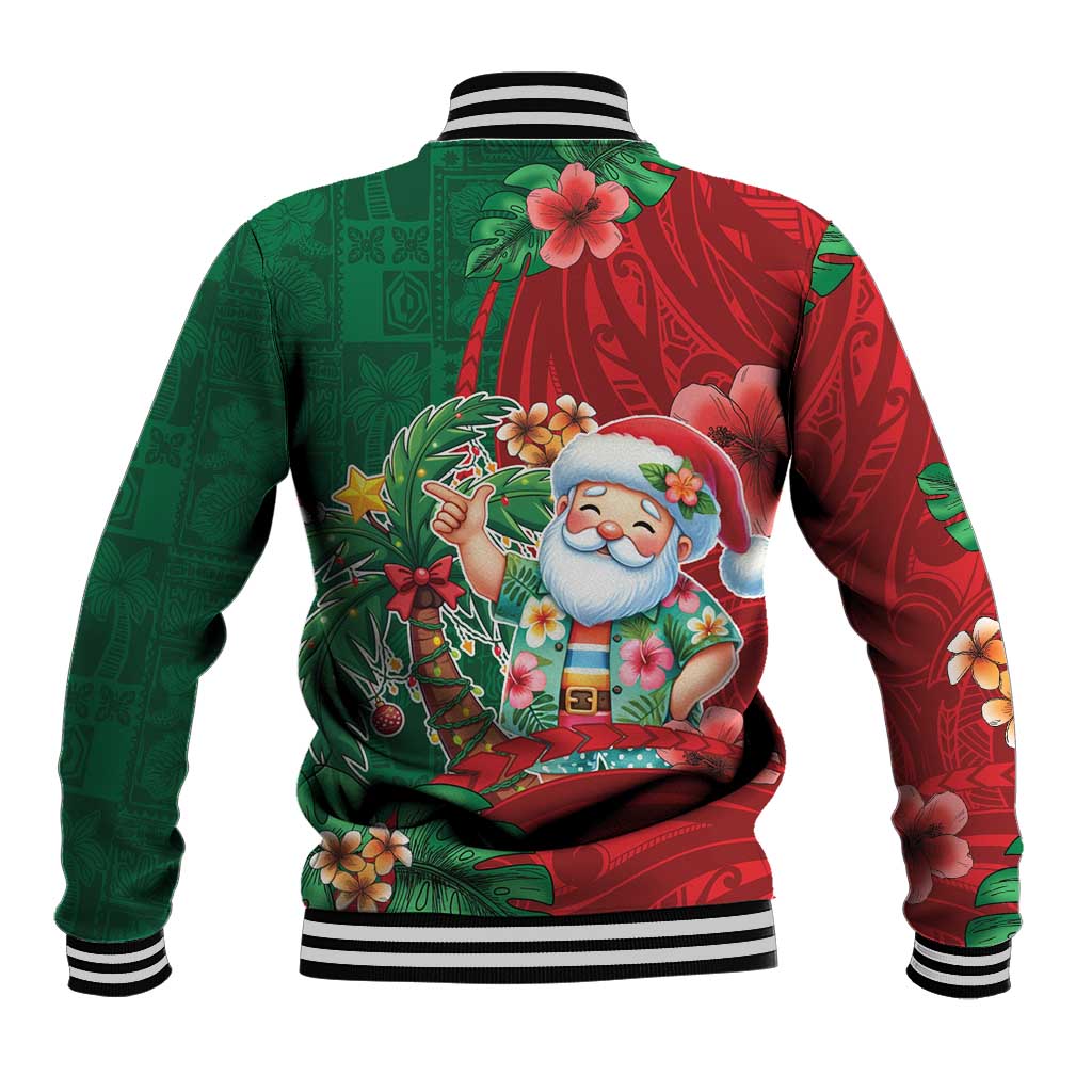 Hawaii Christmas Baseball Jacket Mele Kalikimaka Funny Hawaiian Santa - Polynesian Pride