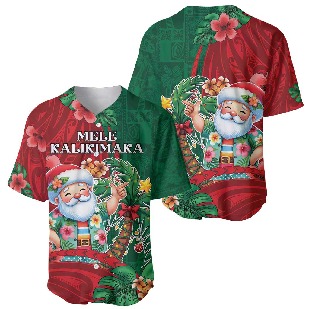 Hawaii Christmas Baseball Jersey Mele Kalikimaka Funny Hawaiian Santa - Polynesian Pride