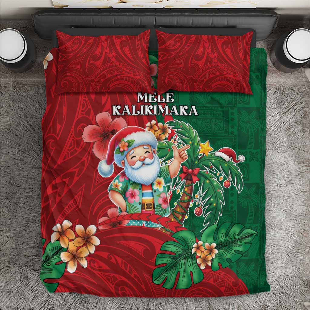 Hawaii Christmas Bedding Set Mele Kalikimaka Funny Hawaiian Santa - Polynesian Pride