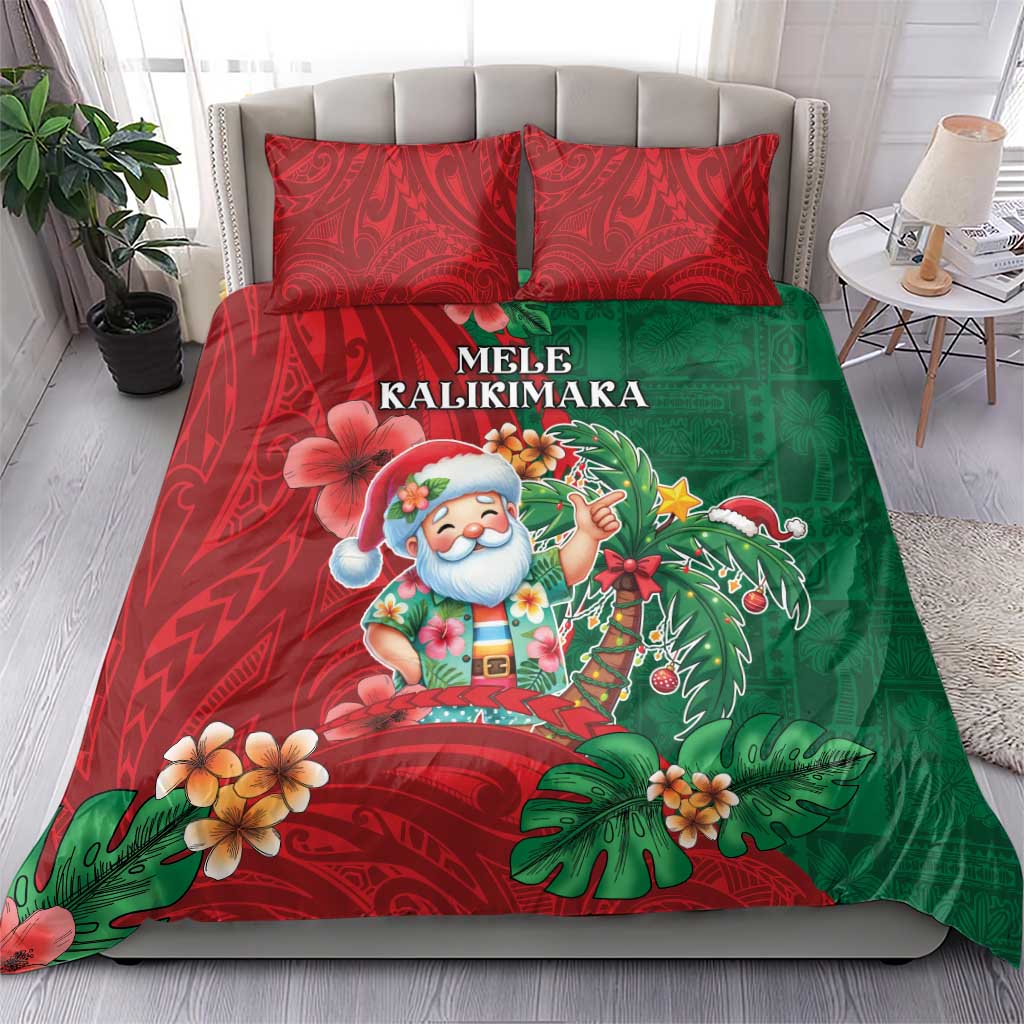 Hawaii Christmas Bedding Set Mele Kalikimaka Funny Hawaiian Santa - Polynesian Pride