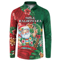 Hawaii Christmas Button Sweatshirt Mele Kalikimaka Funny Hawaiian Santa - Polynesian Pride