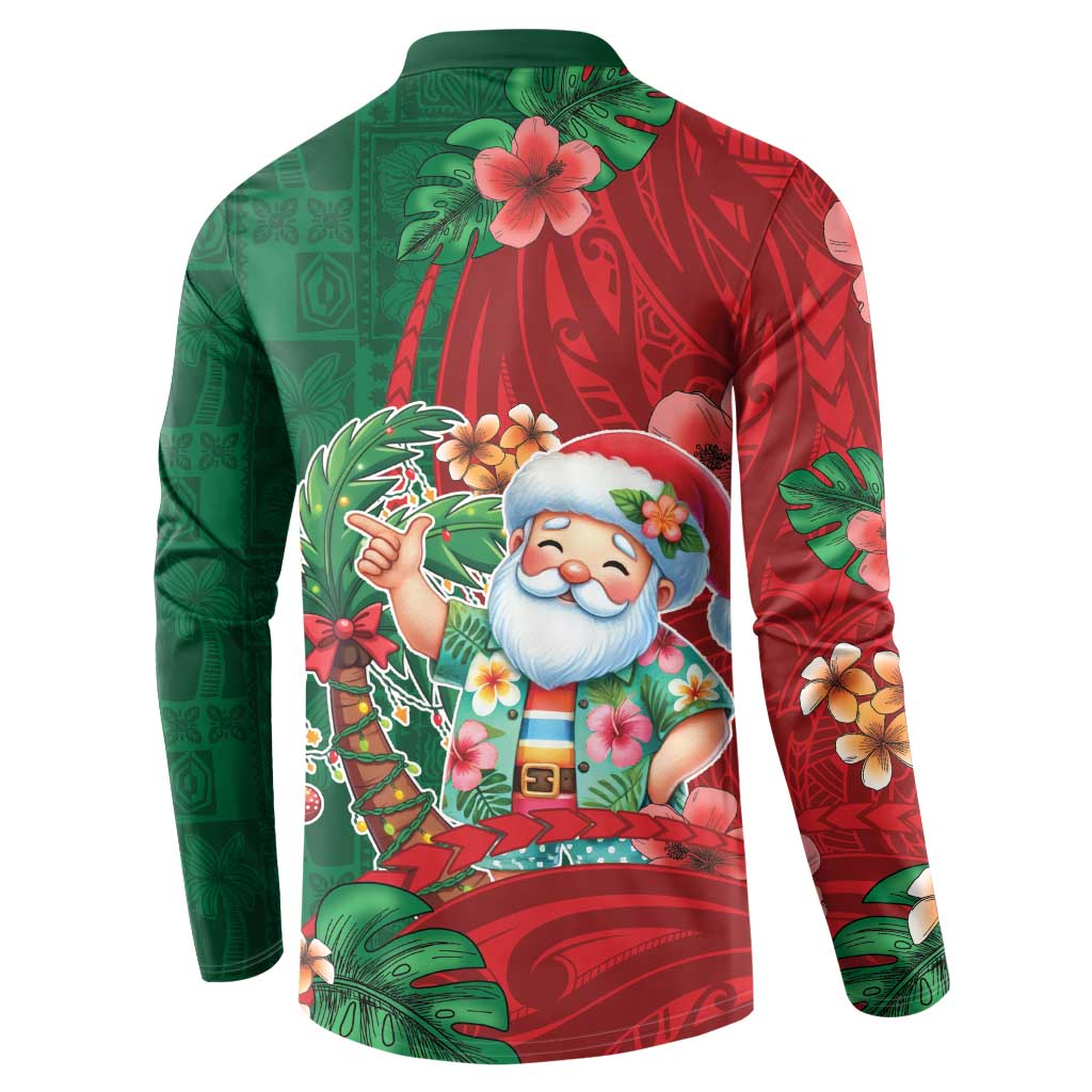 Hawaii Christmas Button Sweatshirt Mele Kalikimaka Funny Hawaiian Santa - Polynesian Pride