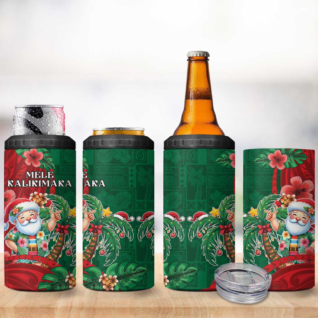 Hawaii Christmas 4 in 1 Can Cooler Tumbler Mele Kalikimaka Funny Hawaiian Santa - Polynesian Pride