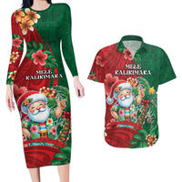 Hawaii Christmas Couples Matching Long Sleeve Bodycon Dress and Hawaiian Shirt Mele Kalikimaka Funny Hawaiian Santa - Polynesian Pride