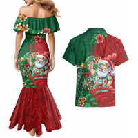 Hawaii Christmas Couples Matching Mermaid Dress and Hawaiian Shirt Mele Kalikimaka Funny Hawaiian Santa - Polynesian Pride