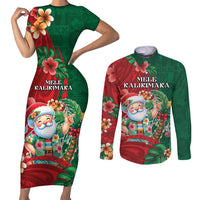 Hawaii Christmas Couples Matching Short Sleeve Bodycon Dress and Long Sleeve Button Shirt Mele Kalikimaka Funny Hawaiian Santa - Polynesian Pride