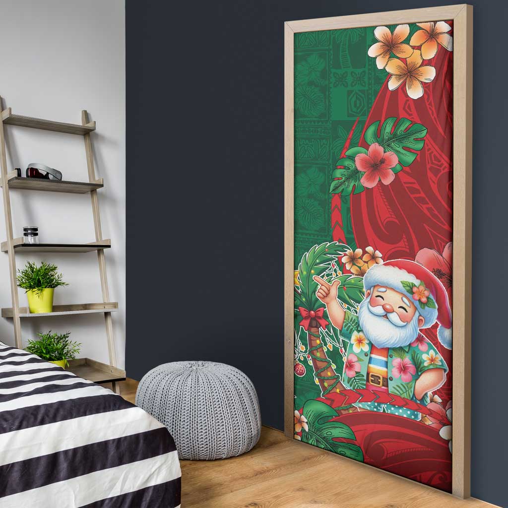 Hawaii Christmas Door Cover Mele Kalikimaka Funny Hawaiian Santa - Polynesian Pride