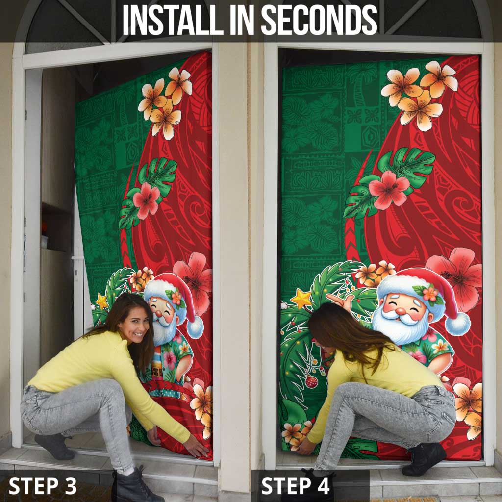 Hawaii Christmas Door Cover Mele Kalikimaka Funny Hawaiian Santa - Polynesian Pride