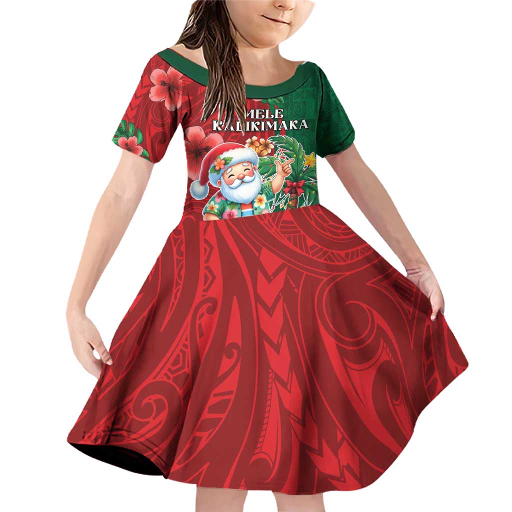 Hawaii Christmas Family Matching Off Shoulder Short Dress and Hawaiian Shirt Mele Kalikimaka Funny Hawaiian Santa - Polynesian Pride