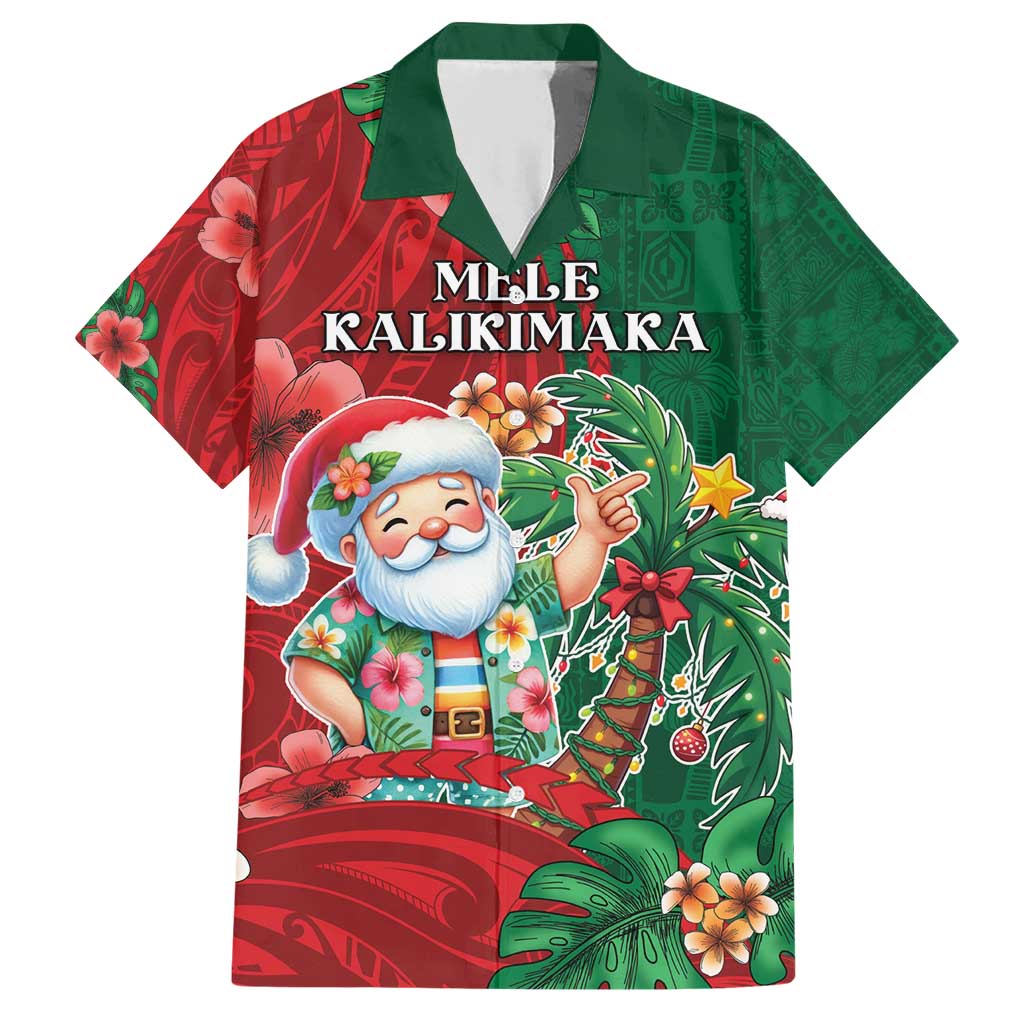 Hawaii Christmas Family Matching Short Sleeve Bodycon Dress and Hawaiian Shirt Mele Kalikimaka Funny Hawaiian Santa - Polynesian Pride