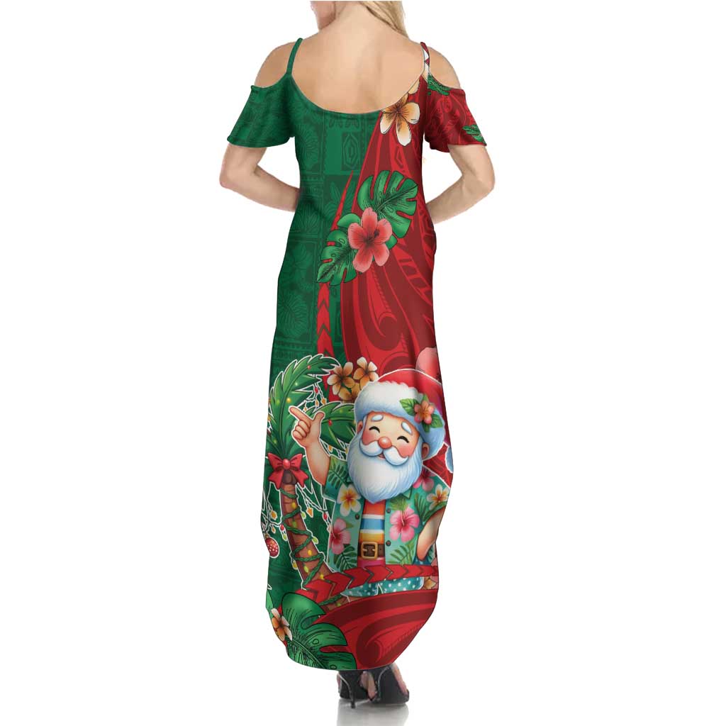 Hawaii Christmas Family Matching Summer Maxi Dress and Hawaiian Shirt Mele Kalikimaka Funny Hawaiian Santa - Polynesian Pride