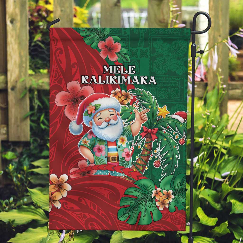 Hawaii Christmas Garden Flag Mele Kalikimaka Funny Hawaiian Santa - Polynesian Pride